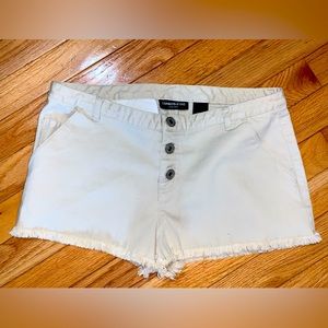 Express Jeans Button Khaki Cut Off Shorts -5/6